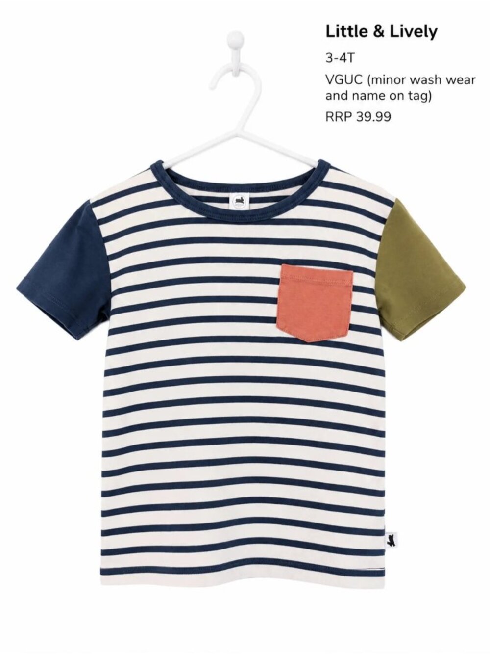 Little & Lively Bamboo Striped Colour Block T-shirt 3-4T Kids Clothes
